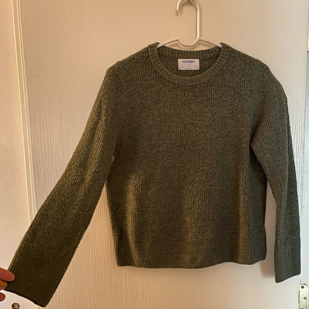 Forest green soft crew neck sweater, M, Old Navy